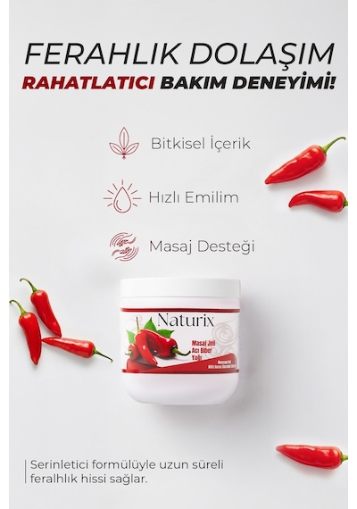 Naturix Paprika & Chili Biber Balsamı Masaj Jeli 3'lü Eko Paket - 500 Ml