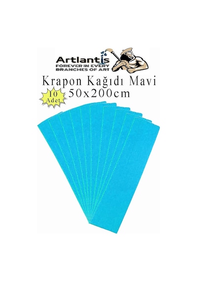 Renkli Krapon Kağıdı 50x200 Cm 10 Adet Renkli Grapon Kağıdı Okul Sınıf Etkinlik Kreş Okul Öncesi Kırapon Grafon Mavi