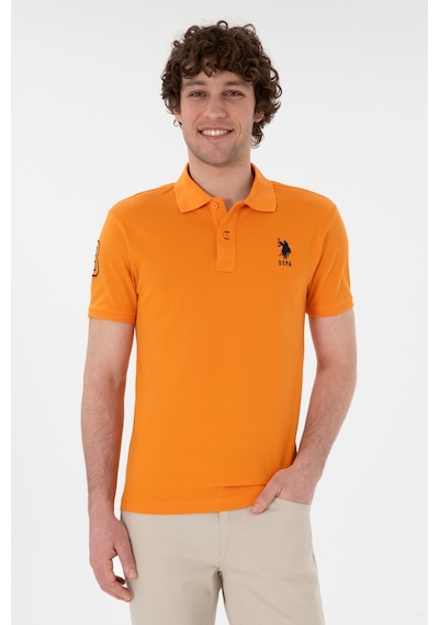 U.S. Polo Assn. Erkek Slim Fit Polo Yaka Turuncu Basic Tişört 50305929-VR051