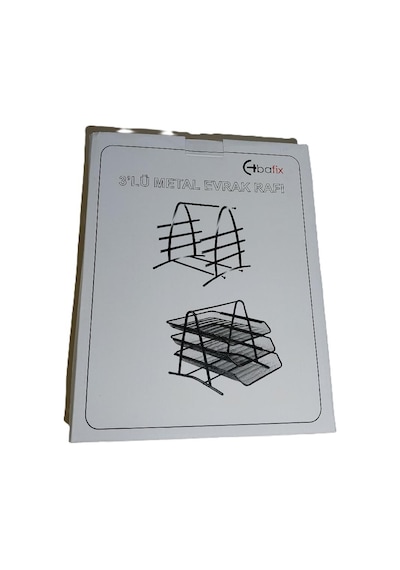 Bafix Evrak Rafı Metal Perforeli 3 Lü Siyah Metal Evrak Rafı