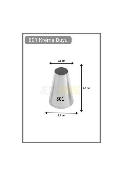 801 Yuvarlak Desen Krema Duyu Büyük Boy Pasta Duyu Paslanmaz Çelik Krema Torbası Ucu 2.4x6.5x4.5 Cm Metalik Gri