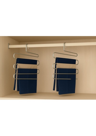 2 Adet Pantolon Askısı 5 Katlı Metal Dolap İçi Akıllı Krom Askı Pantolon Askısı 5 Katlı Düzenleyici Diğer