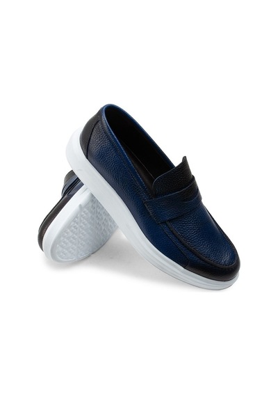 Deery Hakiki Deri Mavi Comfort Erkek Loafer Mavi (548641236) Mavi