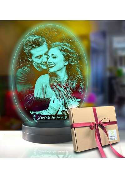 Kişiye Özel Oval Fotoğraflı 3d Model Led Gece Lamba