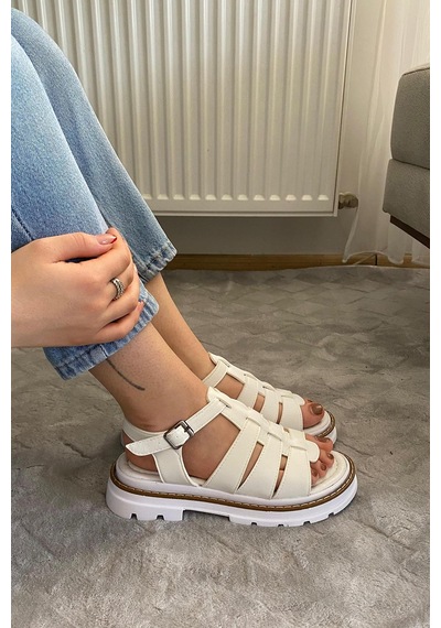 Preshley Kadın Desma Beyaz Kafes Model Vardola Deyatlı Kalın Taban Ortopedik Sandalet K-140 Preshley Kadın Desma Beyaz Kafes Model Vardola Deyatlı Kalın Taban Ortopedik Sandalet K-140
