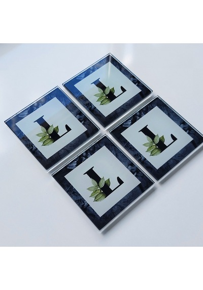 Decorita Cam Bardak Altlığı L Harfli Tasarım 4'lü Takım 10 x 10 CM Çok Renkli