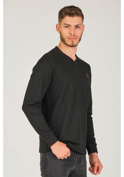 V4002 Dewberry V Yaka Erkek Sweatshırt-siyah Siyah