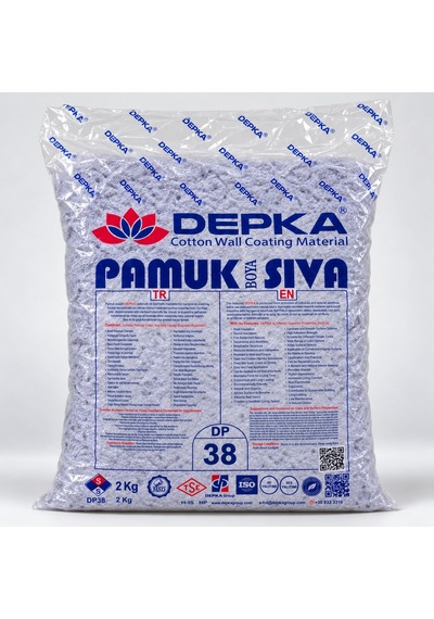Depka Pamuk Sıva Dp38 2 Kg 7-8 M² İpek Sıva Alternatifi Isı Ve Ses Yalıtımlı Dekoratif Sıva