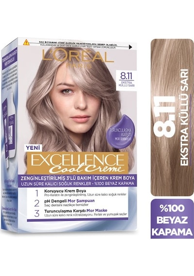 L’Oréal Paris Excellence Cool Creme Saç Boyası – 8.11 Ekstra Küll (530145105)