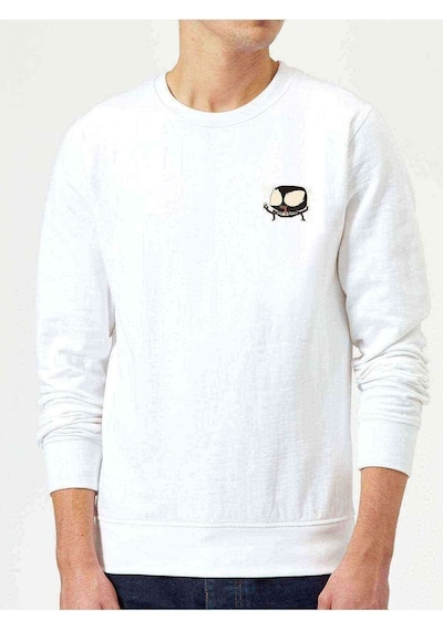 Örümcek Spider Baskılı Beyaz Erkek Örme Sweatshirt