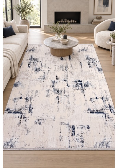 Zafır Vizon Mavi Özel Ölçü Salon Oturma Odası Koridor Halısı Robot Süpürge Uyumlu Kolay Temizlenebilir Polyester Vizon/mavi