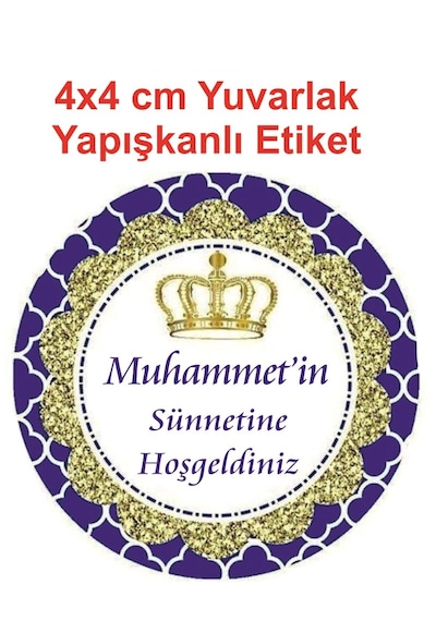 Kişiye Özel Sünnet Etiketi Sticker - 4x4cm 72 Adet