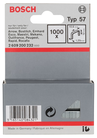 Bosch Zımba Teli Tip57 10,6x1,25x12mm 1000li - 2609200232