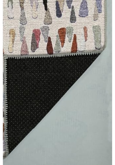 Selone Modern Desenli Şönil Pamuk Tabanlı Yıkanabilir Kaymaz Antibakteriyel Yuvarlak Salon Halısı 160x160 Çok Renkli
