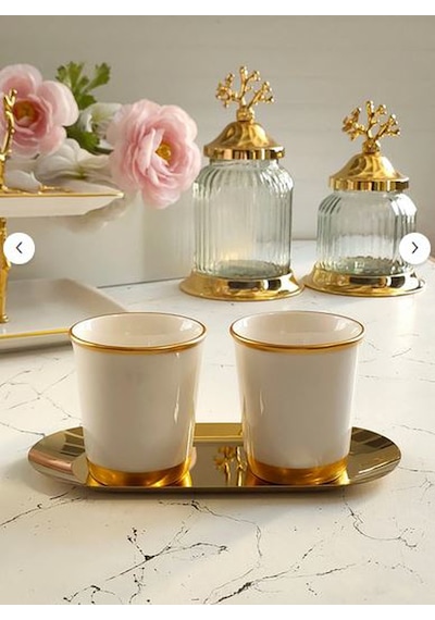 Fine Living Golden Mug Set -3 Parça Beyaz