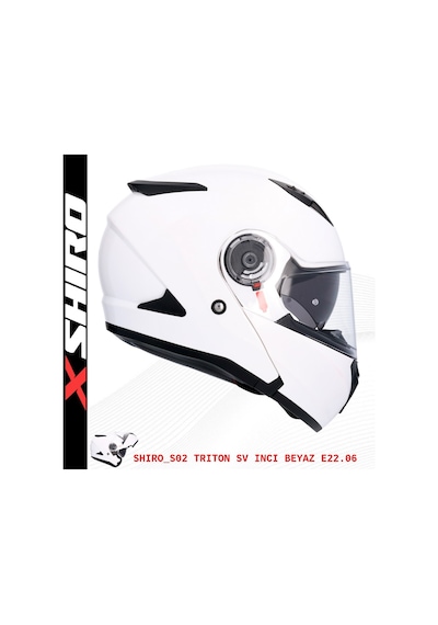 Shiro Flip Up Triton M.C Motosiklet Kaskı İnci Beyazı