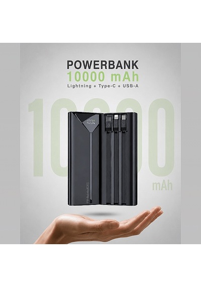 Hy-210 10.000 Mah Powerbank 22.5w Type-c + Lightning + Usb Çıkış Siyah