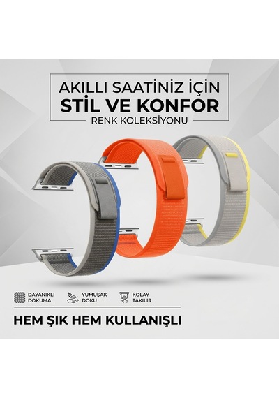 Caseonn Apple Watch Uyumlu Se 44mm Kordon Arazi Tipi Patika Kumaş Kayış Bej