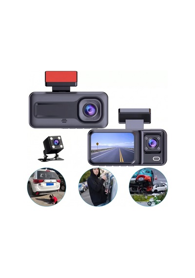 Full Hd 1080p Wi-fi 3 Kameralı Araç Içi Kamera Araba Güvenlik Kamerası Gece Görüşü Ön Geri İç Kayıt