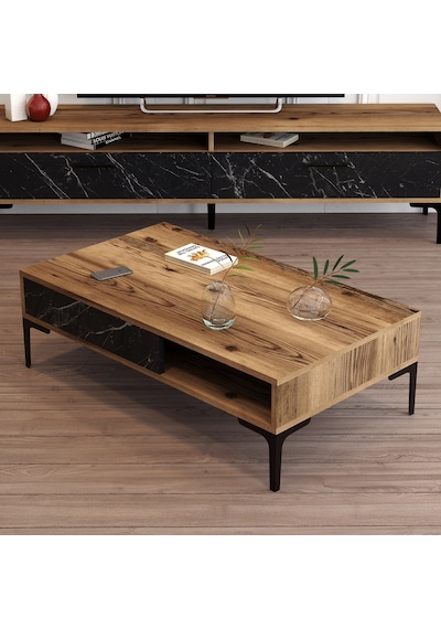Variant Istanbul Orta Sehpa - Ceviz / Siyah Mermer