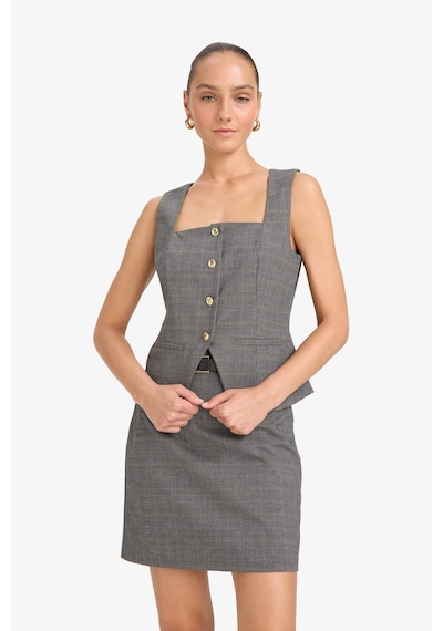 Defacto Regular Fit Kare Yaka Yelek F9461ax25augr91 Gri