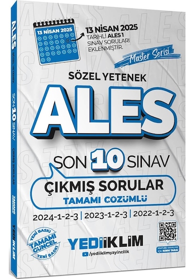 Yediiklim Ales Master Serisi Sözel Yetenek Tamamı Çözümlü Son 10 Sınav Çıkmış Sorular