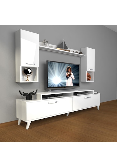 Decoraktiv Ekoflex 5da Slm Retro Tv Ünitesi Tv Sehpası Beyaz