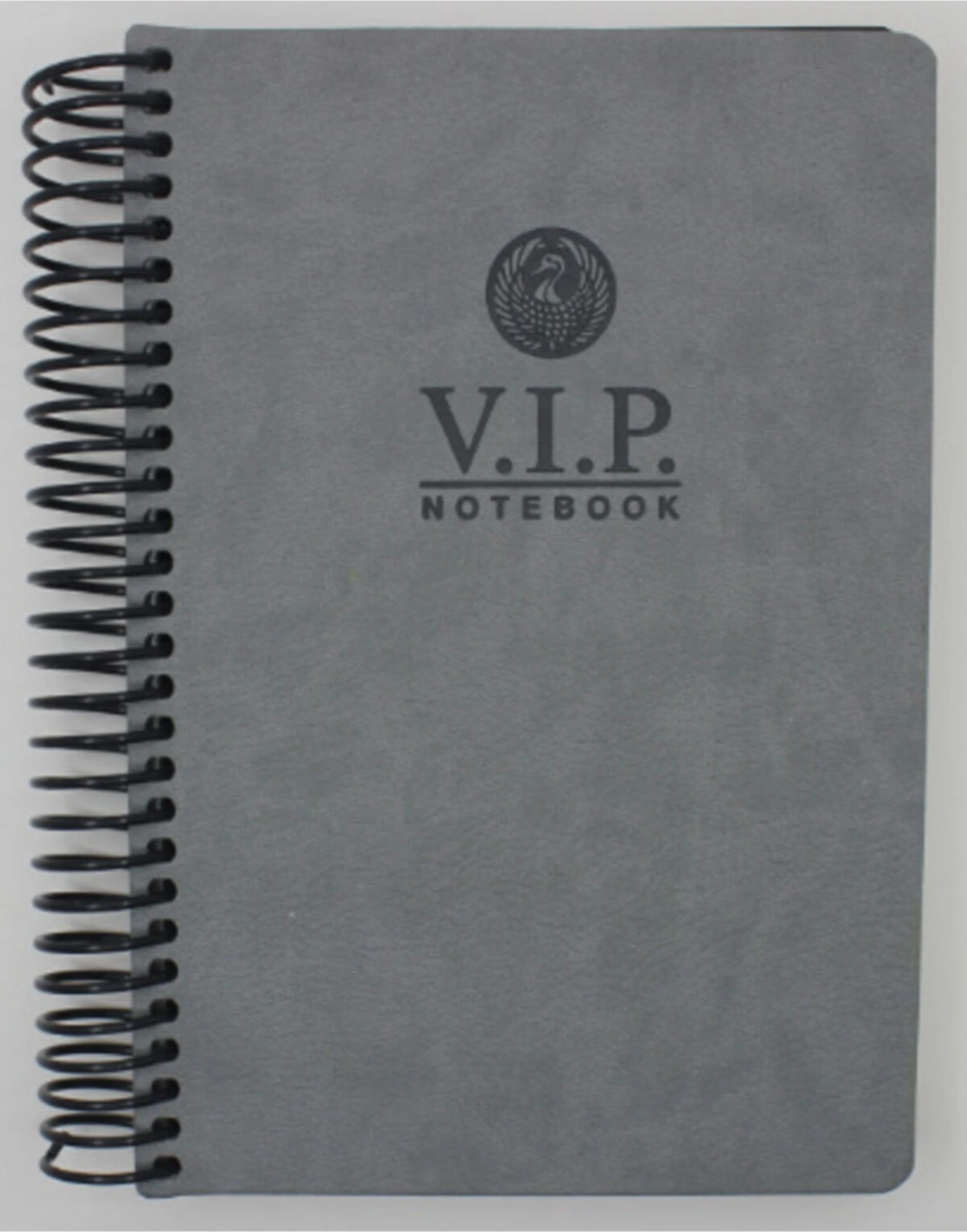 Vip Spiralli Deri Kapak Defter 140 Yaprak Çizgili 17x24 Açık Gri