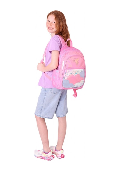 Kaukko Kids Kız Çocuk Pembe - Pullu Bulut Desenli Dört Gözlü Okul Sırt Çantası - L5218 Pembe