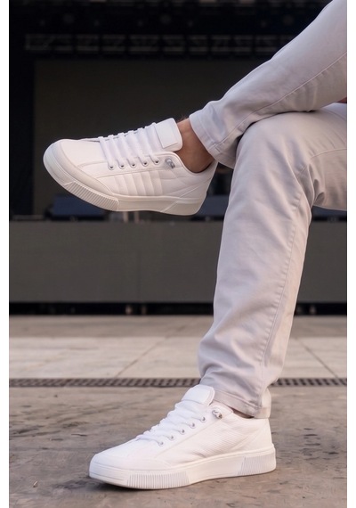 Citycomfort Beyaz Kapitone Dokulu Modern Unısex Sneaker