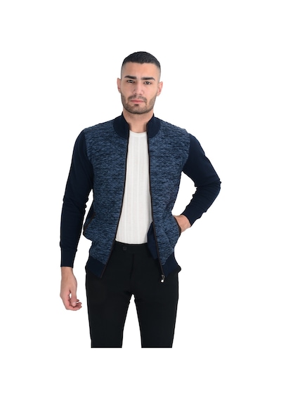 Cengiz İnler Yarım Balıkçı Yaka Kapitone Fermuarlı Erkek Triko Hırka 001