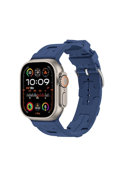 Ekılıf - Apple Uyumlu  Watch Ultra 49mm - Kordon Silikon Kordon Krd-92 - Mavi