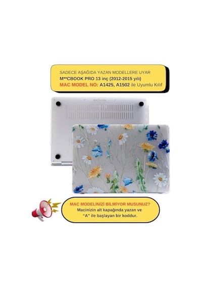 Macbook Pro Retina 13 İnç Kılıf A1425 A1502 Uyumlu Tropikal Yaprak Ve Çiçek Desenli Sert Kapak Hard Case İnce Hafif Laptop Koruyucu R-622
