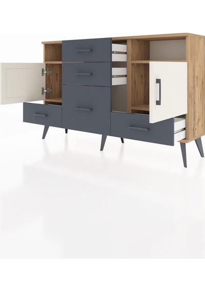 Arges Konsol 4 Raflı 5 Çekmeceli 2 Kapaklı 132x30x83 Çam-aytaşı/antrasit Aytaşı/antrasit Arges Konsol 4 Raflı 5 Çekmeceli 2 Kapaklı 132x30x83 Çam-aytaşı/antrasit Aytaşı/antrasit
