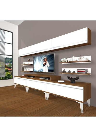 Decoraktiv Ekoflex 8y Mdf Silver Tv Ünitesi Tv Sehpası Ceviz - Beyaz