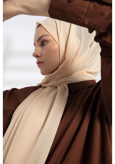 Flora Tekstil Krep Şifon Şal 180x70 Bej