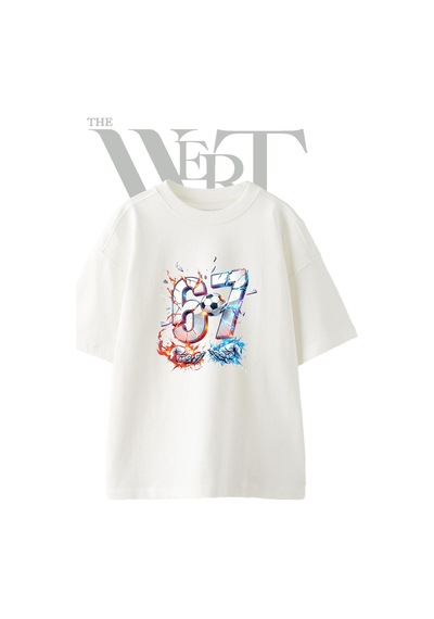 Thewert Futbol 67 Tasarım Baskılı Ünisex Beyaz Oversize T-shirt