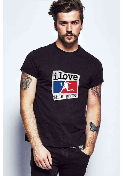 Pubg Ilovethisgame Baskılı Siyah Erkek Tshirt