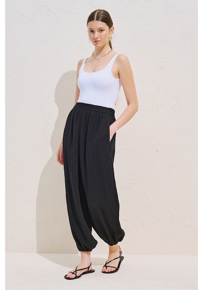 Manuka Müslin Balon Pantolon Siyah Ss26pnt00049-01