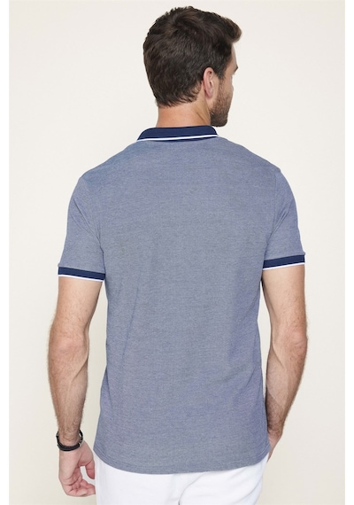 Tudors Erkek Slim Fit Dar Kesim Pamuklu Fermuarlı Lacivertvert Polo Yaka Tişört-27589-Lacivertvert Lacivert