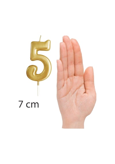 5 Yaş Gold Rakam Mum, Parlak Altın Rengi Doğum Günü Mumu Sarı Yaldızlı Pasta Mumu