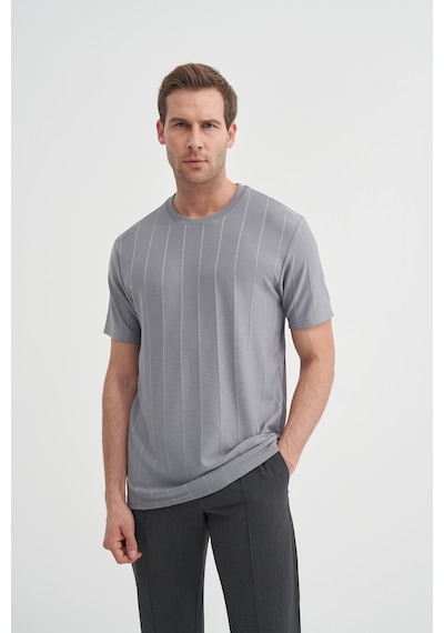 Cazador 42030 Erkek Bisiklet Yaka T-shirt Gri