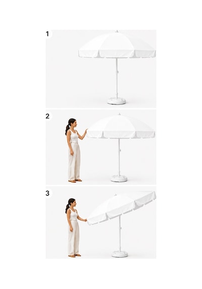 Beyaz Plaj Şemsiyesi 200 Cm, 10 Telli Beyaz