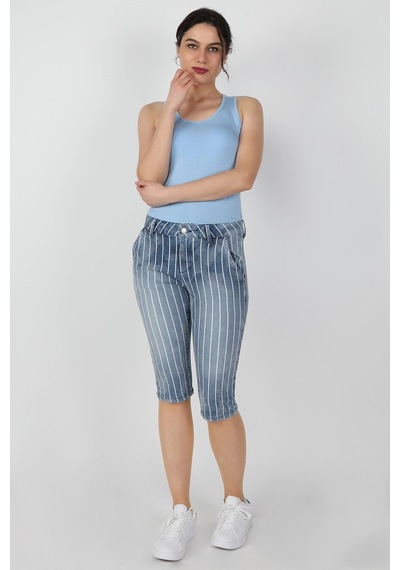 Balins Kadın Çizgili Capri Lzr Ağart Mavi
