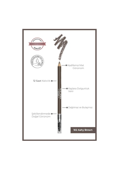 Alix Avien Fırçalı Yumuşak Uçlu Belirginleştirici Kahverengi Kaş Kalemi Eyebrow Expert Powdery Liner 102 Ashy