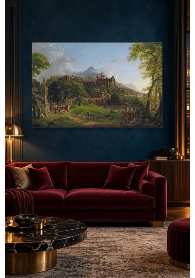 Fida Thomas Cole Şatodan Yola Çıkan Atlılar Canvas Tablo Çok Renkli