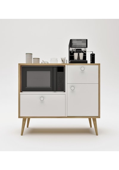 Floradesign Fresh Kahve Köşesi / Çok Amaçlı Dolap / Airfryer Dolabı / Mutfak Organizeri Meşe+beyaz