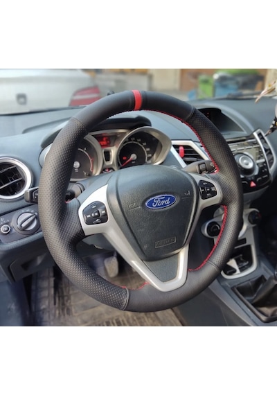 Ford Fiesta 2009-2015 Araca Özel Direksiyon Kılıfı Noktalı Düz Y