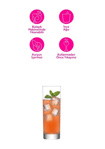 Lav Ada Cam Meşrubat Bardağı 6'lı 315 ml (Kokteyl/Limonata/Vodka Bardağı )