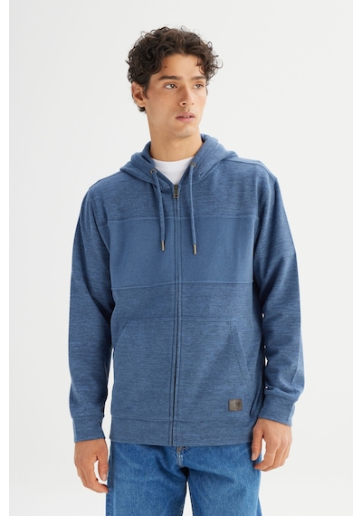 Lee Regular Fit Normal Kesim Cepli İçi Polarlı Kapüşonlu Fermuarlı Sweatshirt Mavi